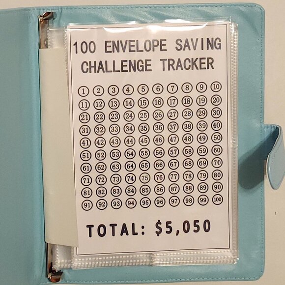 VIRAL 100 Envelope Savings Challenge Binder with Inserts CASH STUFFING - Picture 2 of 3